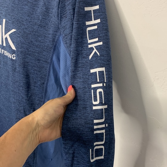 HUK Performance Fishing Blue Long Sleeve Shirt - Picture 5 of 11